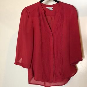 Cherry Red Sheer Blouse
